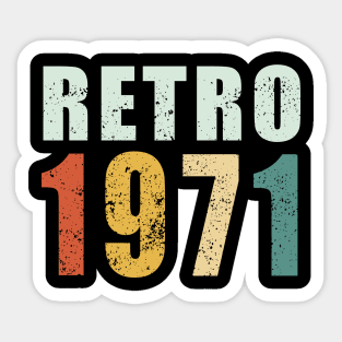 50th Birthday Gifts Year Old - Retro 1971 T-Shirt Sticker